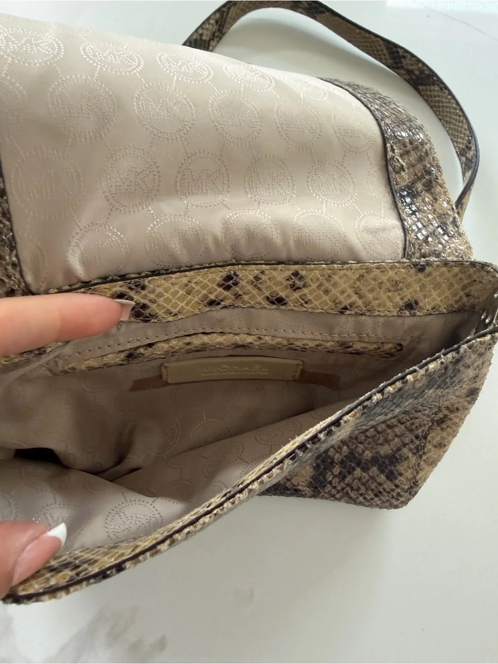 NEW Michael Kors Julian snake print leather shoulder bag